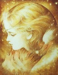 きたのじゅんこの絵画作品　タイトルは、金の森　Gold forest